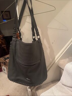 Jessica Simpson Black Stud-Trim Shoulder Hobo